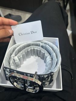 Christian Dior Oblique Belt with Silver Buckle