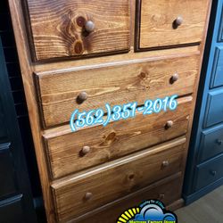 Red Wood Duplex Six Drawer Jumbo Tall Chest Dresser- Comoda 6 Cajones 