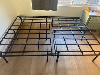 Black Queen Metal Platform Bed Frame