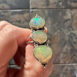 Triple Fire Opal Ring