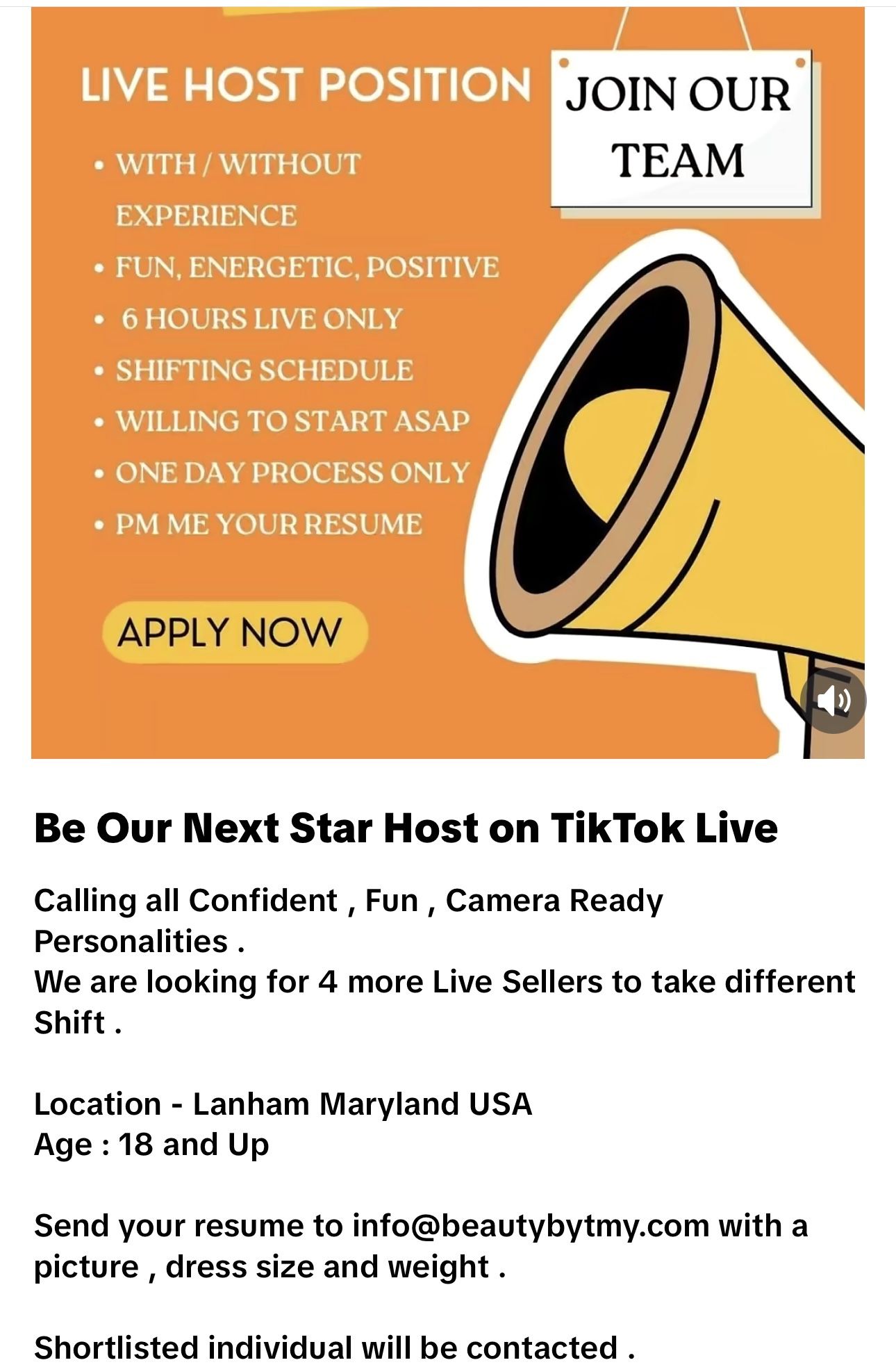 TikTok live Seller Needed