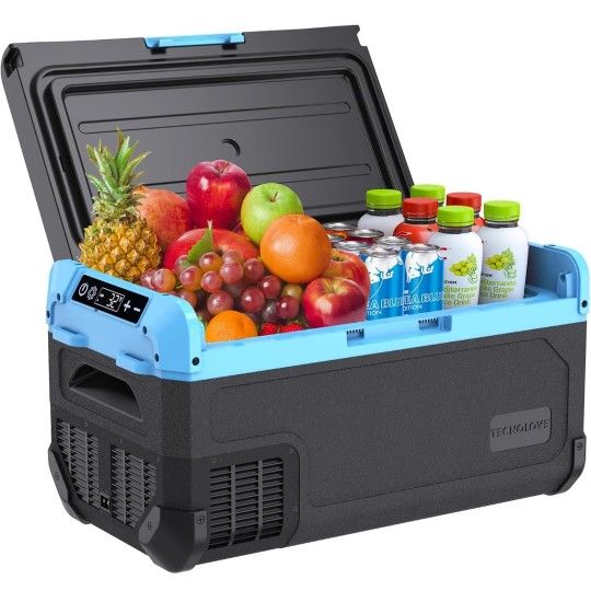 Car Refrigerator Fridge 32 Quart 30L Portable Mini Freezer 12/24V DC,110~240 Volt AC Blow Expansion Evaporator Compressor Electric Cooler -4β~68β LED