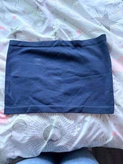 Navy Blue Ribbed Mini Skirt