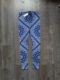 Blue Paisley Bandana Print Leggings