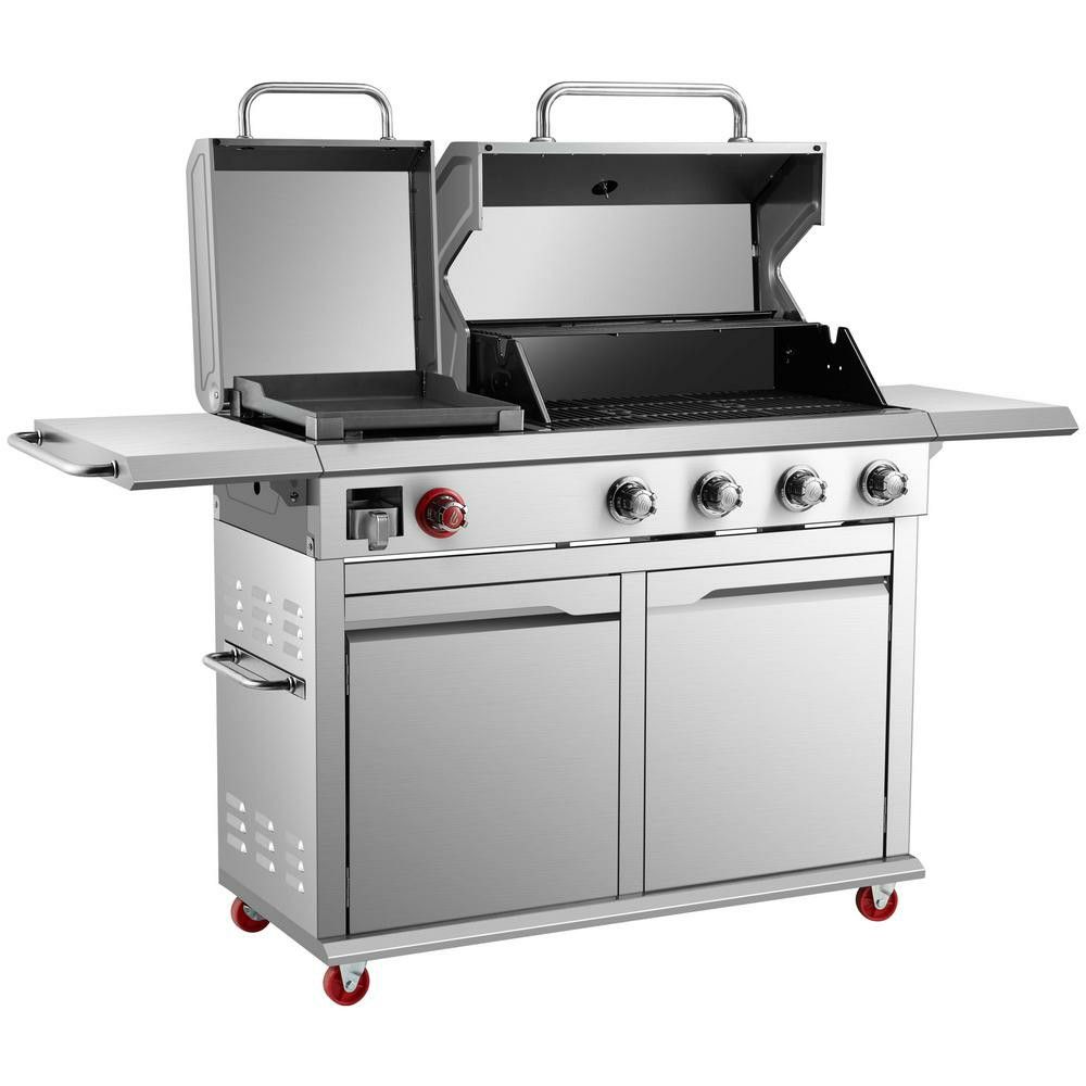 NEW IN BOX!! RETAIL $500 ●● Dyna-Glo 4-Burner Propane Gas Grill in Stainless Steel with Griddle ○○○