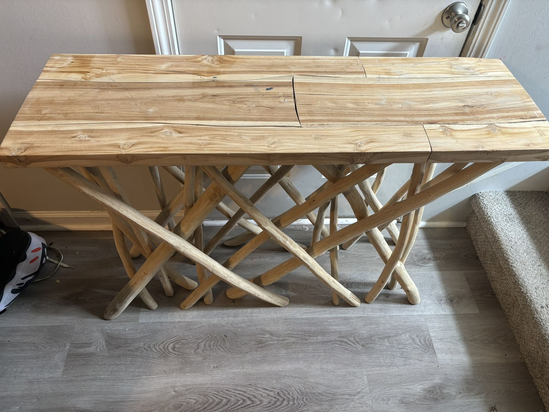 Teakwood Rectangular Console Table, (16" L x 49" W x 32" H)