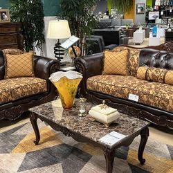Quirino Tan/Dark Brown Sofa Set
Furniture of America $10 Down Payment And Financing Available