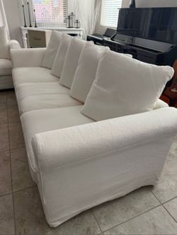 Pair of White fabric large Sofas