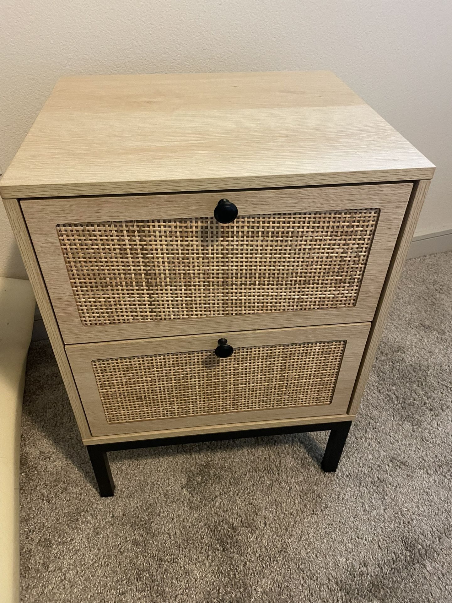 Natural Rattan Nightstand Set of 2