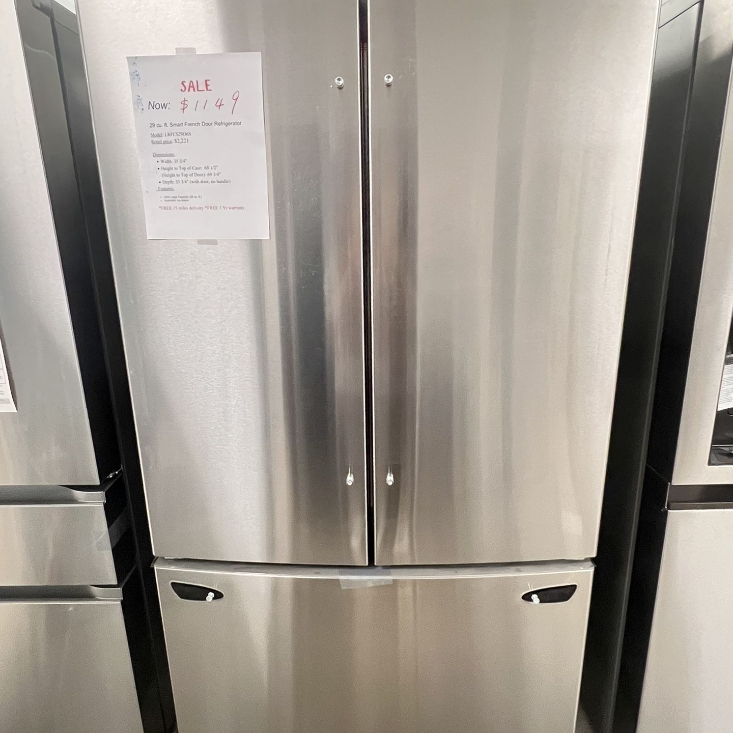 LG French Door Refrige With Internal ice Maker 