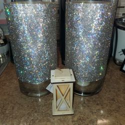 2 Beautiful Crystal Vase/ Candle Holders Brand New