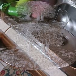 2 New Gorgeous 1 Of A Kind Crystal Lead Glass Platter Server Etc 9 Each Look My Post Alot Item