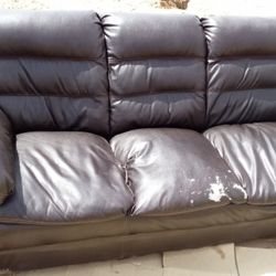 Brown Leather-like Couch (As Is) $50