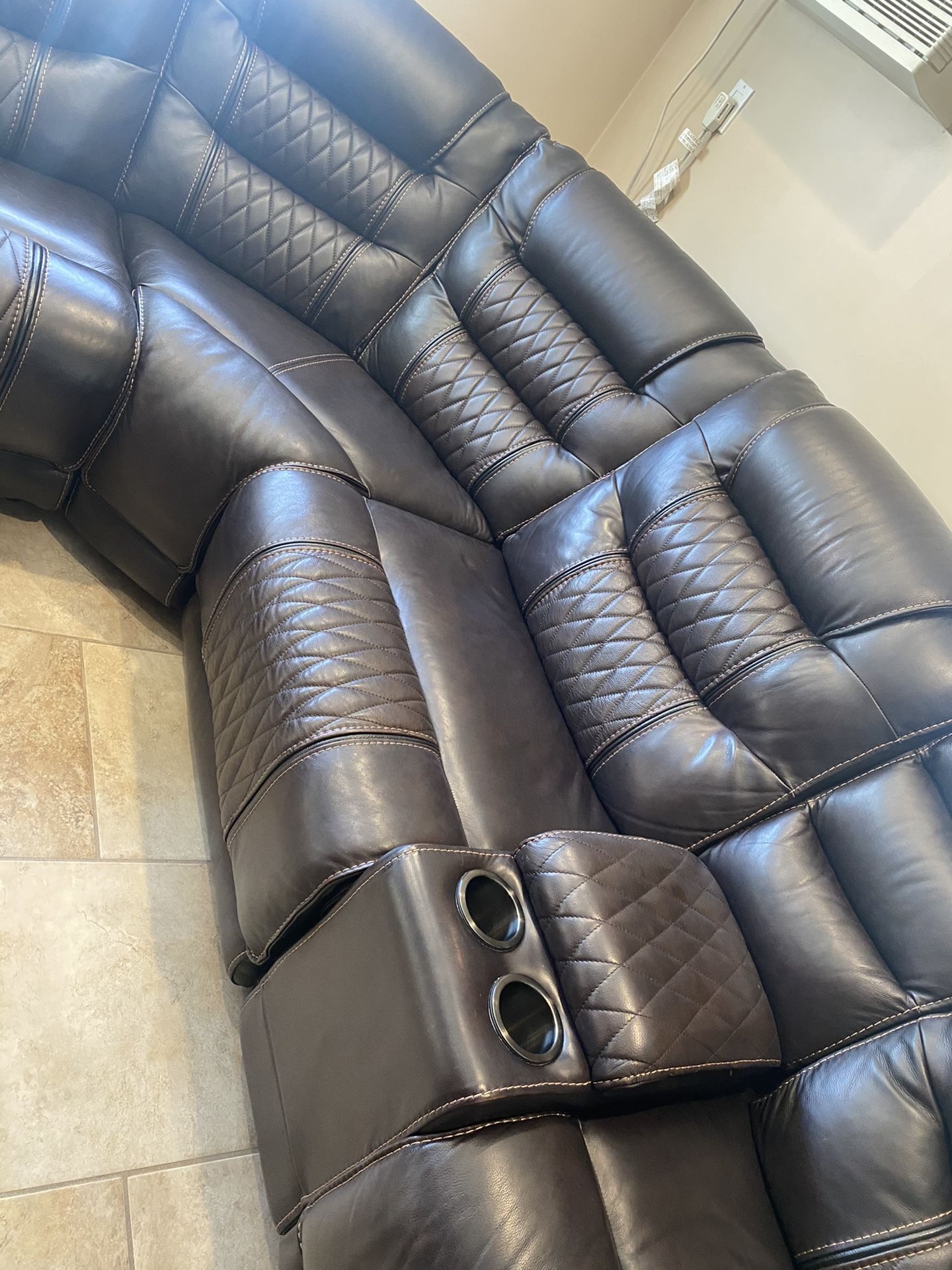 Walker Espresso 6 Piece Power Reclining Left Arm Facing Sectional