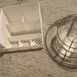 Cosmetic storage box & Turn Table Make-up Brush Holder 