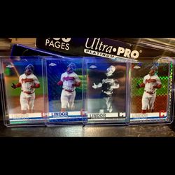 Topps Chrome Refractor And Parallels Francisco Lindor. Blue Wave Numbered To 75! Baseball Cards. Make An Offer For One Or All.