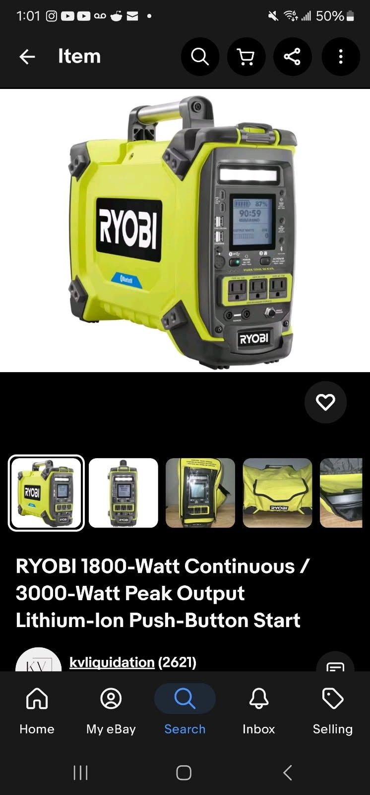 Ryobi 1800 Watt Power Source