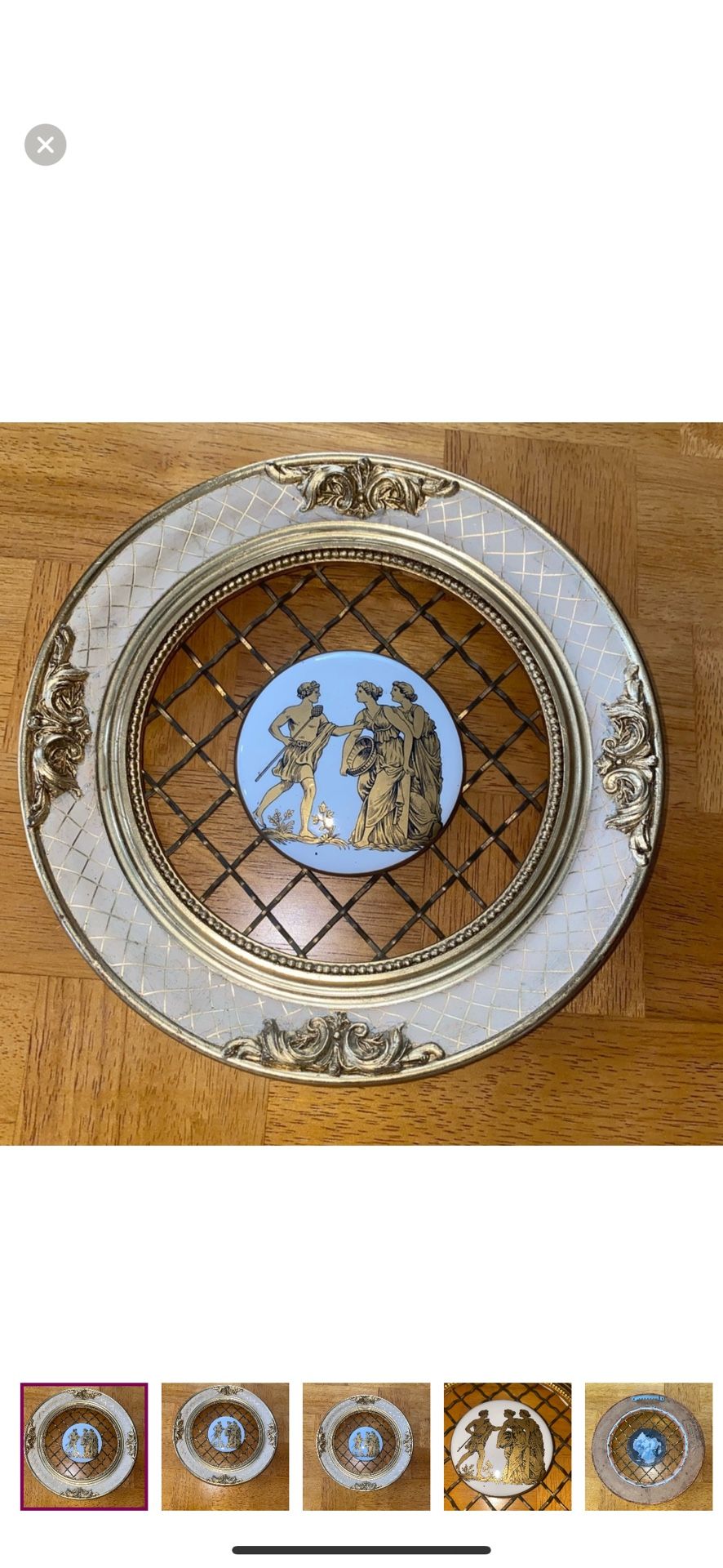 Vintage S.P. Solomon's Decorative Art Co. Wood Framed Mythology Tile and Metal