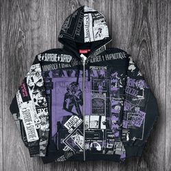 Supreme Collage Zip Up Hooded Sweatshirt ‘Black’ Brand New Size XL