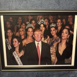 *Framed* Donald J. Trump Signed Autographed 8x10 Photo Miss America with COA + Holo 100% Authentic