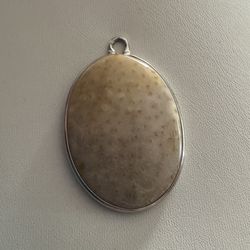 Estate- Handmade Fossil Coral Pendant, 925 Sterling Silver