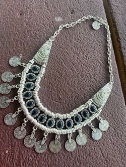 Vintage Silver palestin Coin Chain.