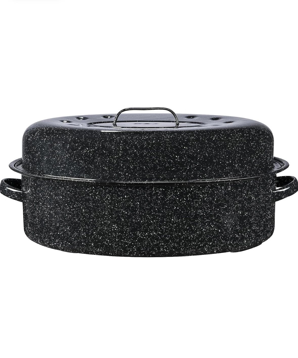 Granite Ware Oval Roaster 19 inch with Lid (Speckled Black ...
