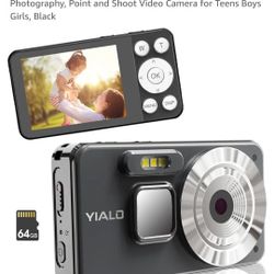 4K Digital Camera, 64MP Auto Focus Vlogging Camera with 64GB SD Card, 18X Digital Zoom Compact Camera for Photography, Point and Shoot Video Camera 