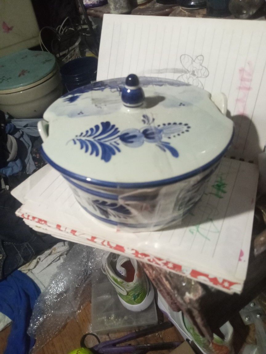 Delft Vintage Butter Tub Signed On Bottom