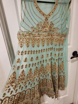 Pastel Green Pakistani Chiffon Dress