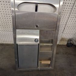 Paper Towel, Toilet Paper Dispenser And Trash Receptacle