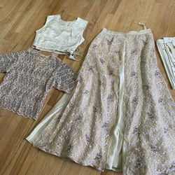 Lace & Satin Lehnga Lengha Indian Pakistani Dress