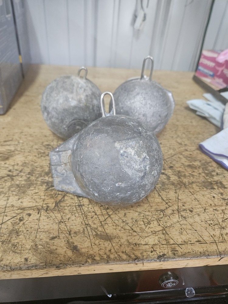 3 12lb Downrigger Cannon Ball Weights