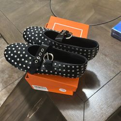 NEW Black Studded Mary Jane Flats (Never Worn)