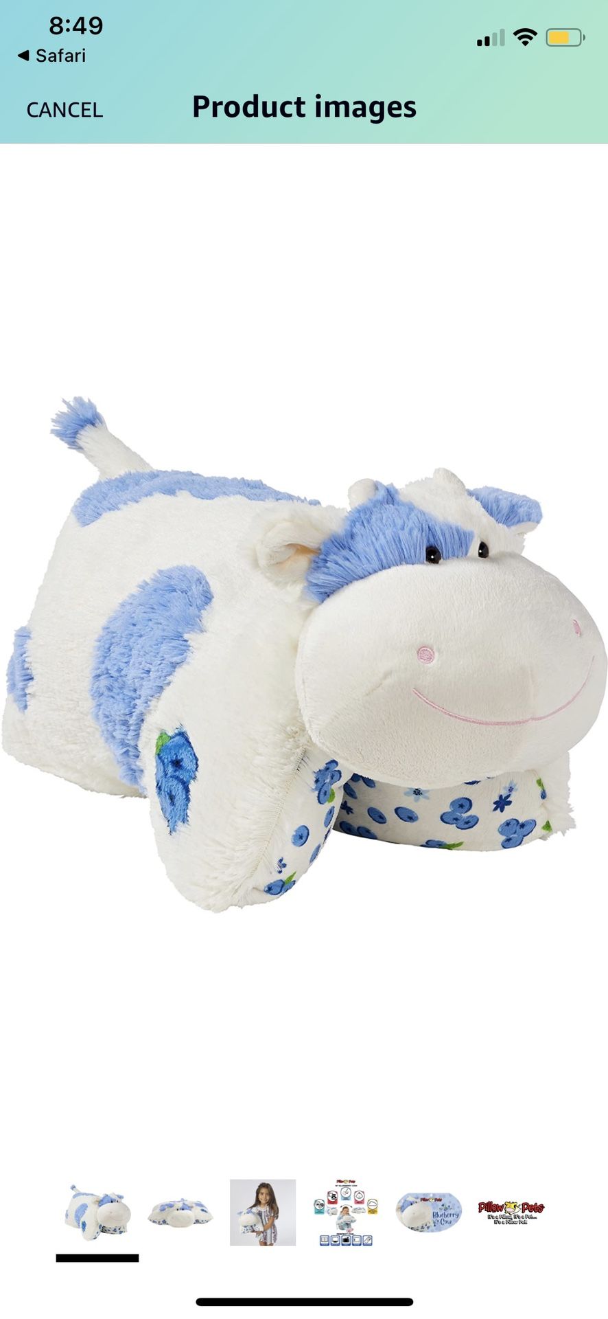Brand New Blueberry Scented Cow Pillow Pet