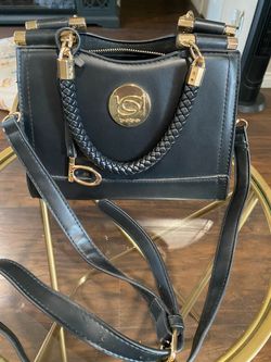 Bebe Black Leather Structured Handbag