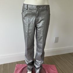 Chico’s Platinum Silver Coated Jeans Size  1