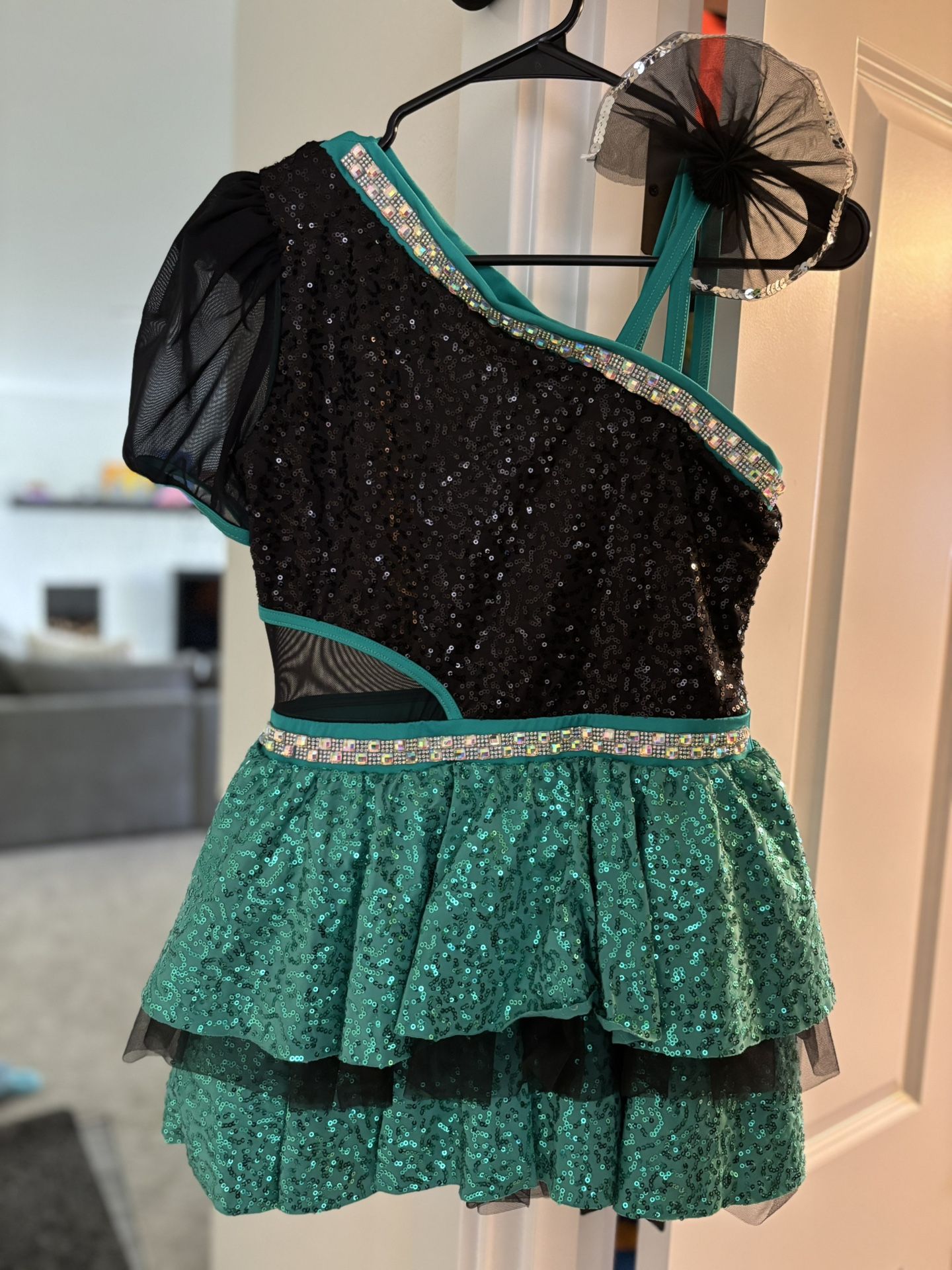 Weissman Black Sequin Dance Dress / Kids Ice Skating Competition Costume