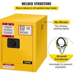 VEVOR Flammable Safety Cabinet Adjustable Shelf Galvanized Steel 17 in. W x 17 in. D x 18 in. H Yellow Outdoor Safety Cabinet