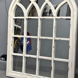 Large White Window Mirror