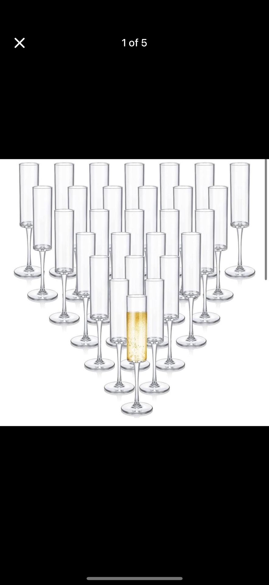 30 Pcs 6oz Acrylic Stemmed Champagne Flutes