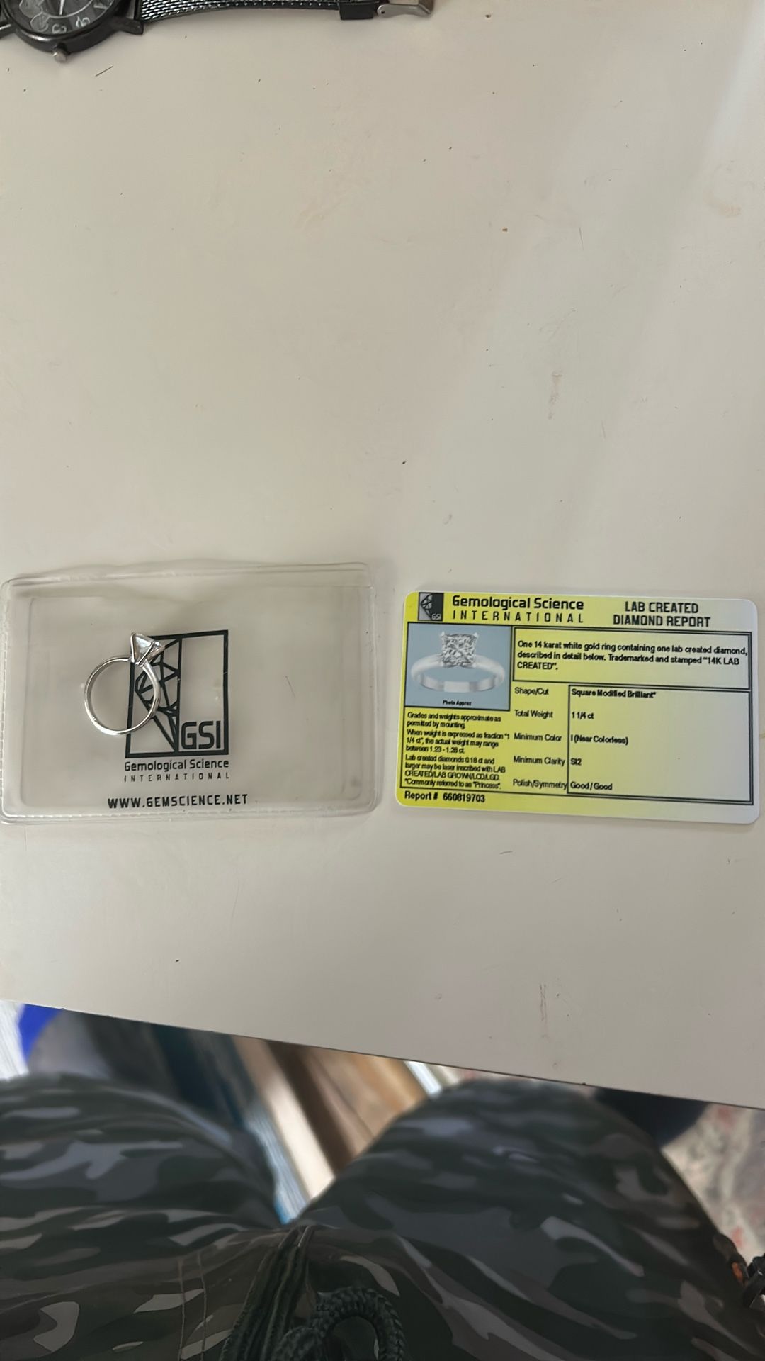 Princess Cut White gold Engagement ring 1.1/4 Karrot And14 Karrot Gold Band