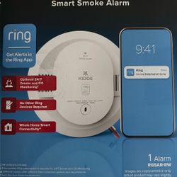KIDDE Smart Smoke Alarm Linkable To Ring Wired+2 AA Battery Backups