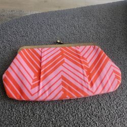 Pink and Orange Chevron Fabric Clutch
