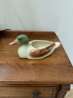 Vintage ceramic mallard duck planter