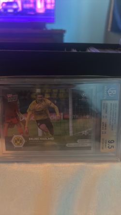 2020-21 Topps Now UEFA Champions League #050 Erling Haaland card in a CSG 9.5 Gem Mint grade