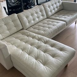 IKEA Morabo Sofa With Chaise, White Leather