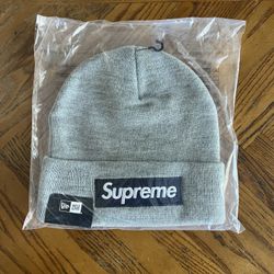 Supreme New Era Box Logo Beanie (FW25) Heather Grey
