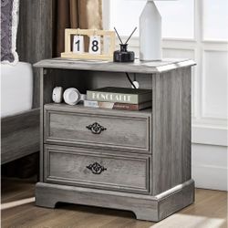 Set Of Farmhouse Wooden Nightstands Fully Assembled