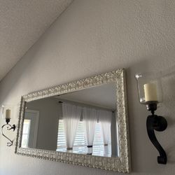 Wall Mirror And Candle Holders 